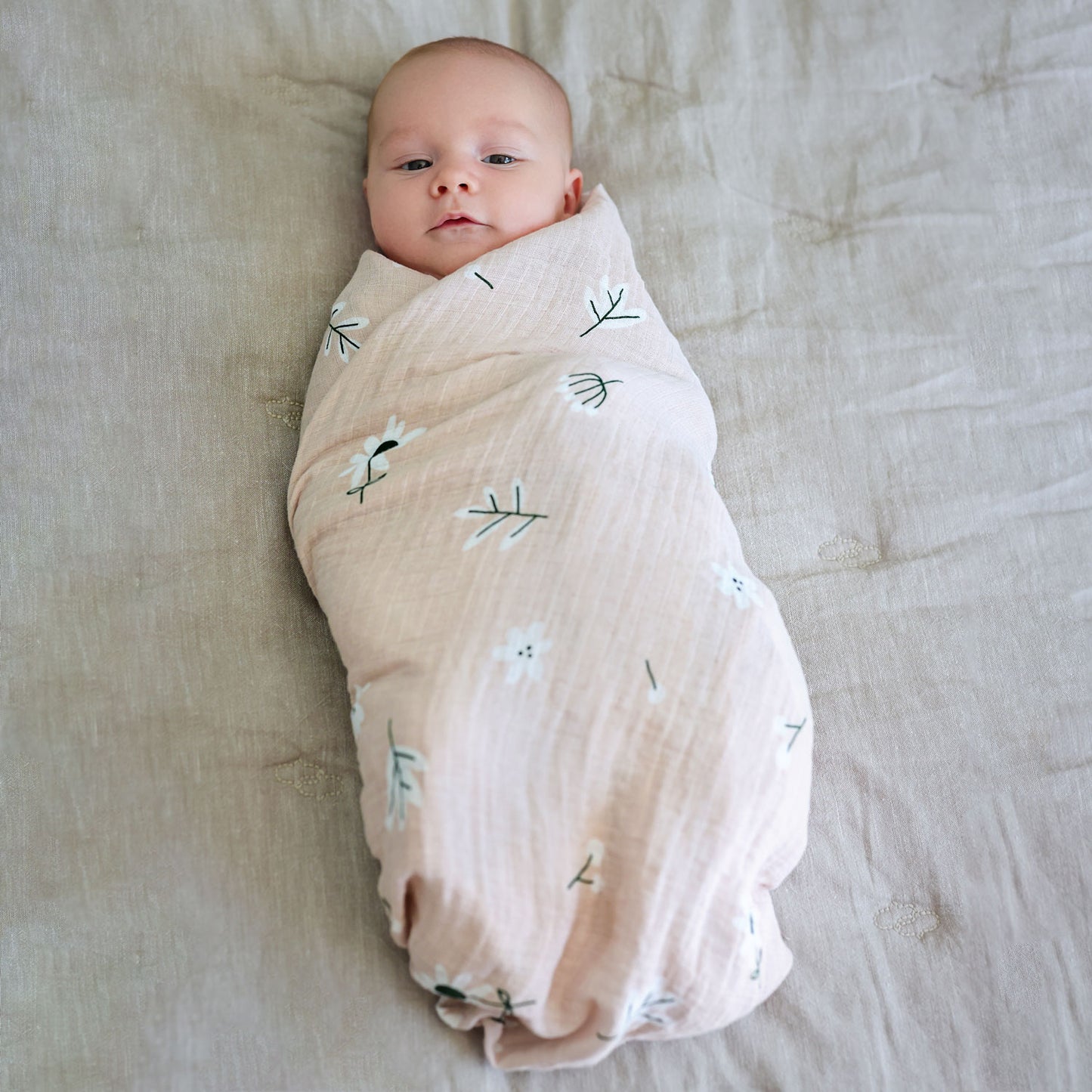 Adam Stork® Muslin Swaddle Blanket for Baby Girl Floral Pink Wildflower